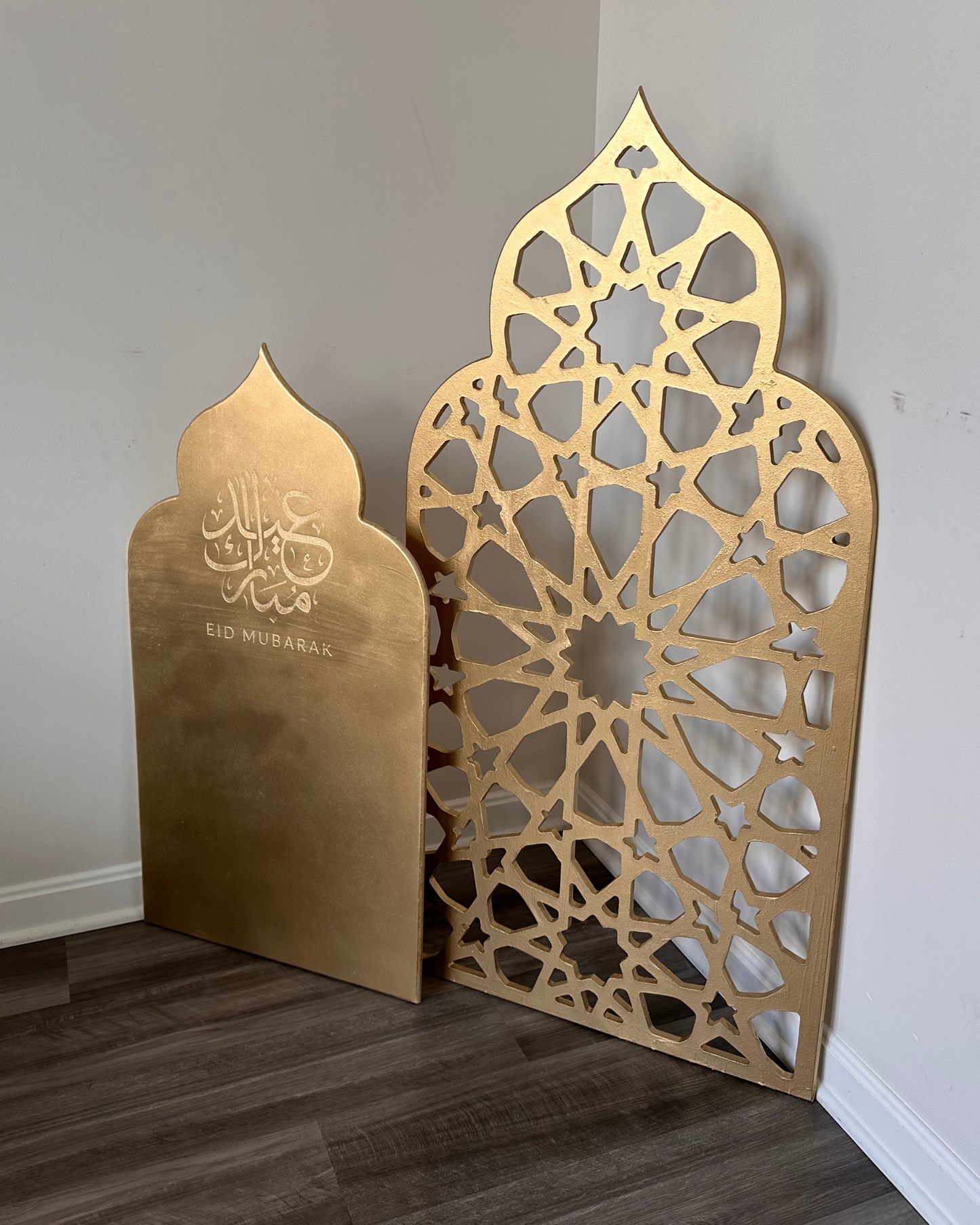 Wooden Islamic Eid Mubarek Decoration 2 pc